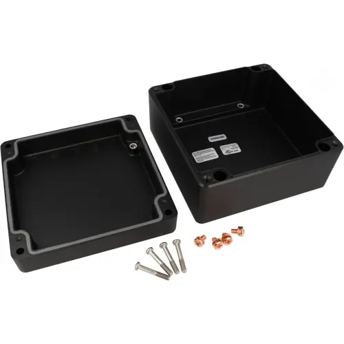 Wasserdichtes Druckguss-Gehäuse, 180 x 180 x 100, Schwarz Finale Aktion