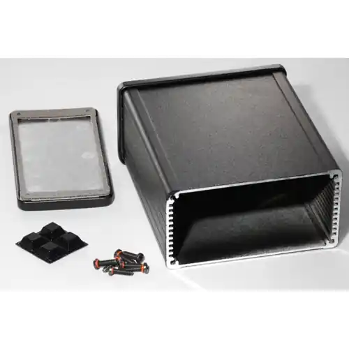 Versand Am Gleichen Tag Aluminium HF-Gehäuse, (L x B x H) 120 x 104 x 55 mm, schwarz, IP54, 1457N1201EBK