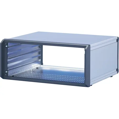 Top-Angebot 19 Zoll Tischgehäuse, 2 HE/42 TE, (B x H x T) 257 x 111 x 326 mm, Aluminium, grau, 14576-023