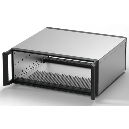 Super-Preis 19 Zoll Gehäuse, 3 HE/63 TE, (B x H x T) 342.4 x 132.6 x 315.5 mm, Aluminium, grau, 24571-729