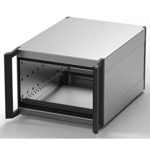 Zertifiziert 19 Zoll Gehäuse, 3/4 HE/28 TE, (B x H x T) 164.4 x 177 x 255.5 mm, Aluminium, grau, 24571-846