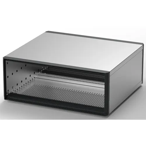 Super-Preis 19 Zoll Tischgehäuse, 3 HE/84 TE, (B x H x T) 448.9 x 132.6 x 375.5 mm, Aluminium, grau, 24572-006