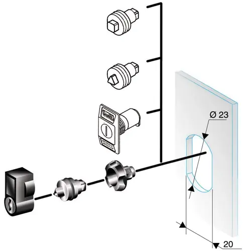 Abverkauf Dreikant-Schlosseinsatz, für Gehäuse, NSYTT8CRN