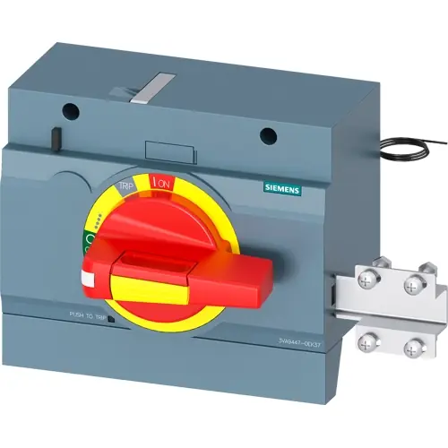 Abverkauf Frontdrehantrieb, Not-Aus, mit Türverriegelung und Türöffnungsposition, (B x H) 138 x 94 mm, für 3VA53/54- 3VA63/64, 3VA9447-0EK37