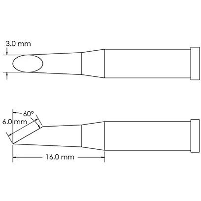 Billig Lötspitze, Hufform, Ø 3 mm, (L) 16 mm, GT4-HF6030S