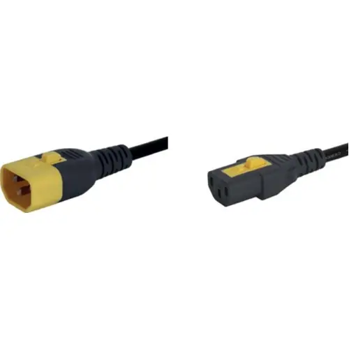 Echt Verlängerungskabel, International, C14-Stecker, gerade auf C13-Dose, gerade, H05VV-F3G0,75 mm², schwarz, 1 m, 6051.2027